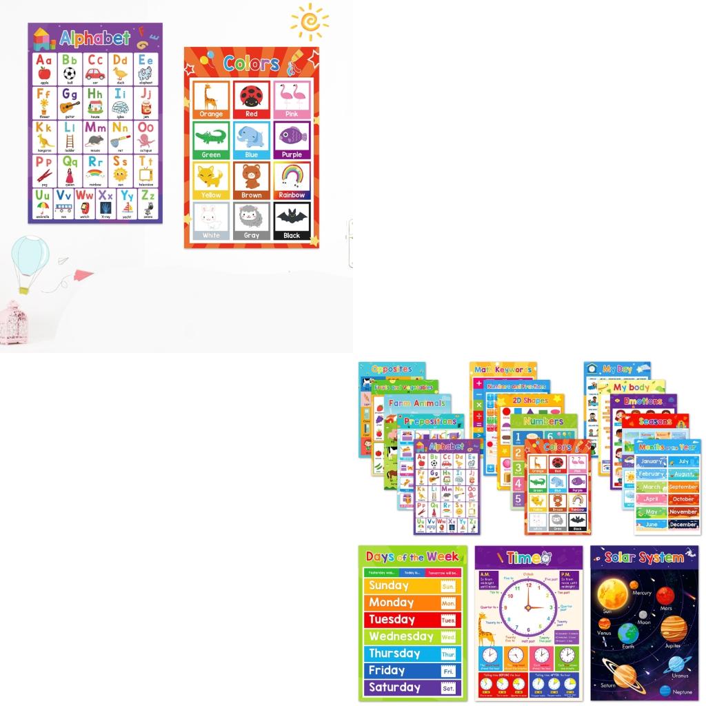 Kids Education Charts - Kleurrijke Fruit Groente Dieren Leren Poster
