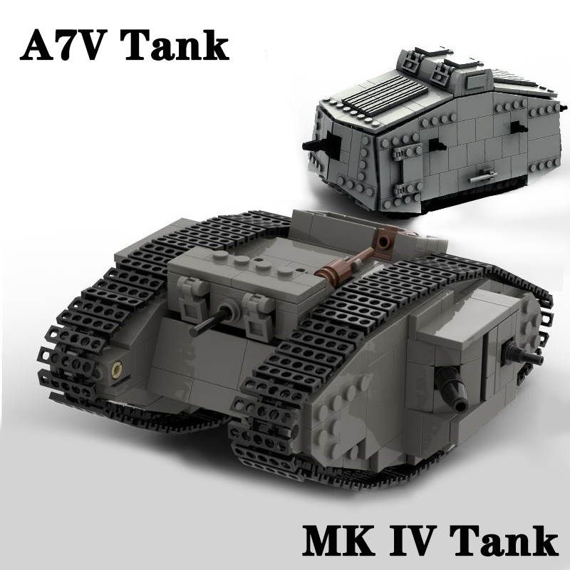 Kids Education In Germany - Hete Duitsland Militaire A7V Gevechtstank Bouwstenen