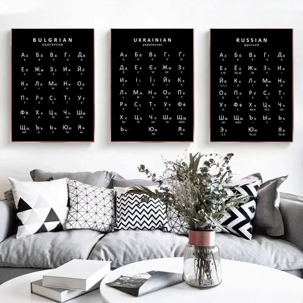 Kids Education Charts - Russisch Oekraïens Bulgaars Alfabet Poster Taal