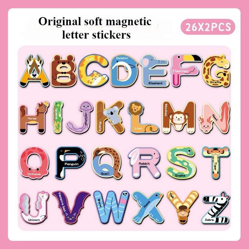 Abc Kids Early Education - 52 stuks alfabet magnetische koelkaststickers, schattige